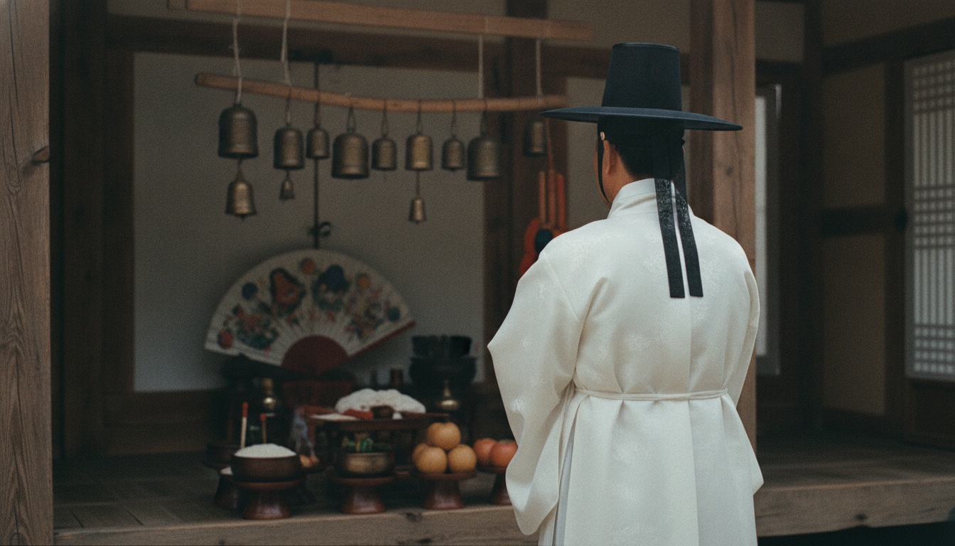 삼재풀이 정화수 기도를 올리는 금은도령의 뒷모습