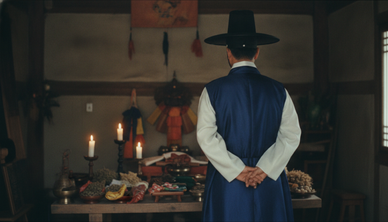 재물부적 효과 태백산 신당에서 정성스레 기도하는 금은도령의 모습