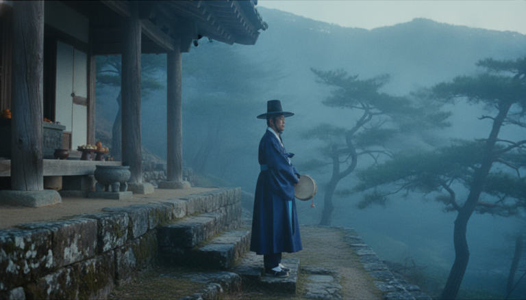 조상천도 태백산 당골 자락의 고요한 새벽 신당 전경