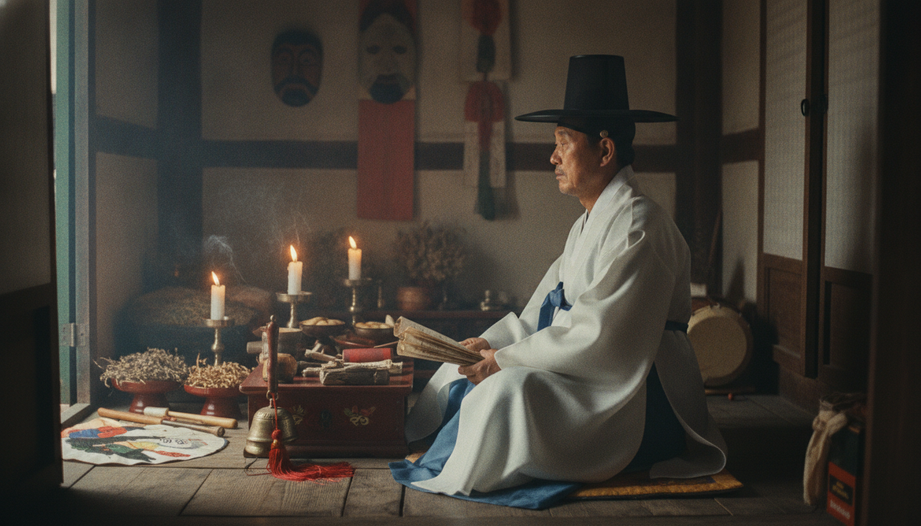 유감주술이란 고대 도서관의 낡은 양피지와 인류학 서적들이 쌓여 있는 풍경