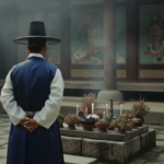 사주 궁합 태백산 신당에서 기도를 올리는 금은도령의 뒷모습