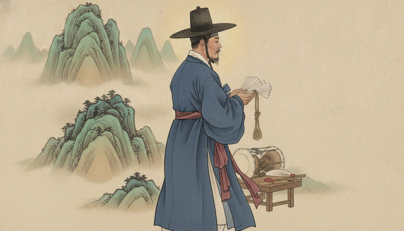재회부적 종류 태백산 새벽 안개 속에서 기도하는 금은도령의 뒷모습