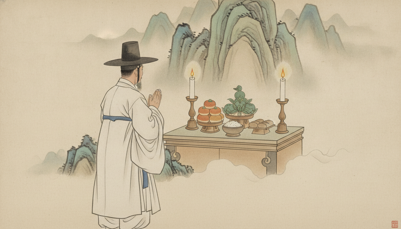 재수굿 정갈하게 차려진 재수굿 상차림과 촛불