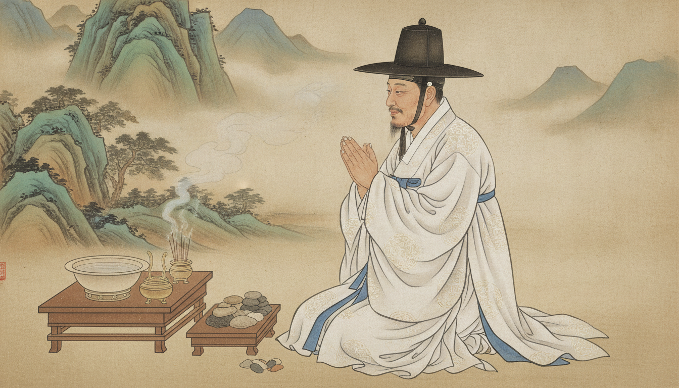 삼재풀이 산중 신당에서 타오르는 재회초의 모습