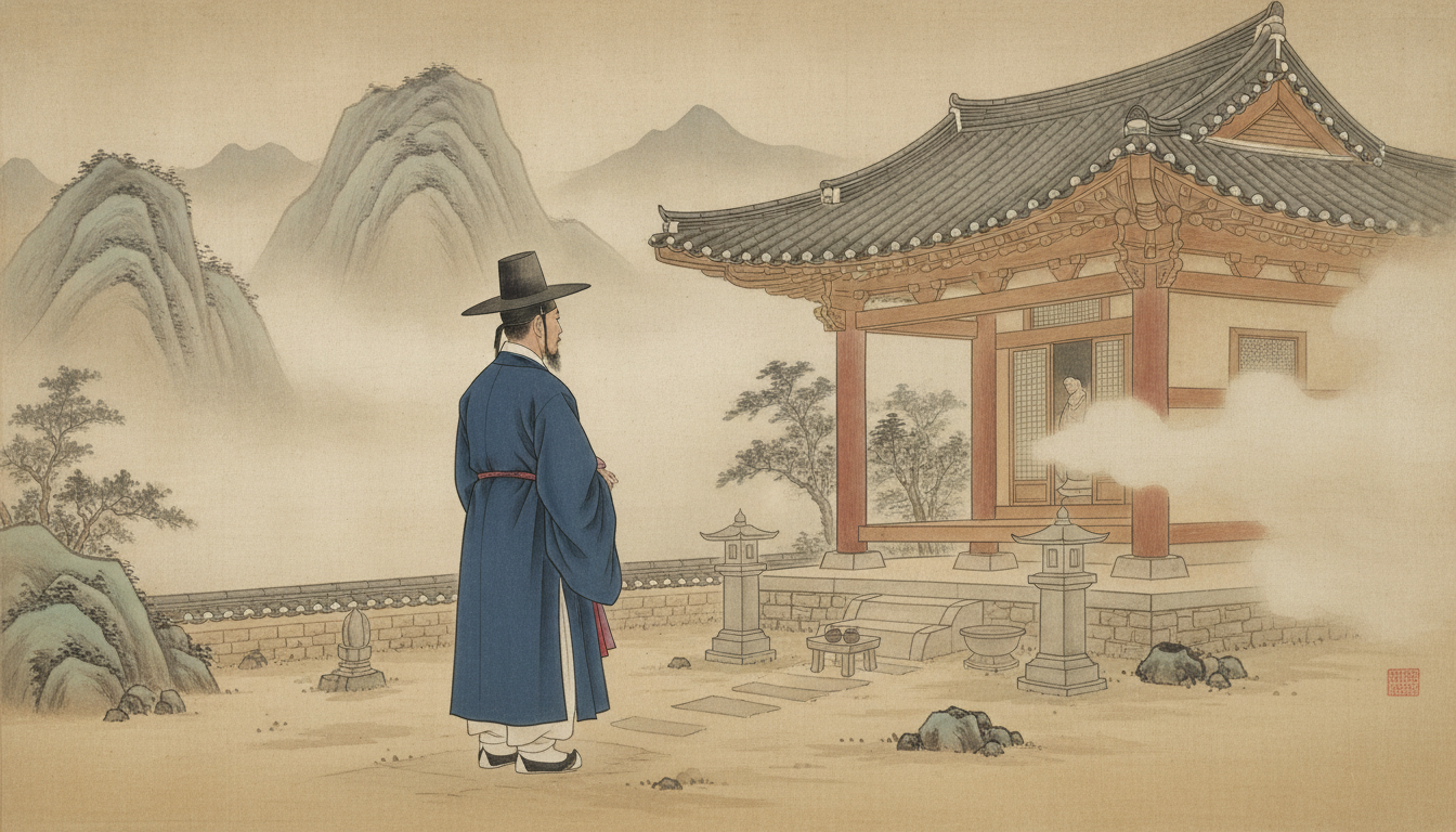 권태기 이별 재회 태백산 당골 자락 산속 신당의 고요한 새벽 전경