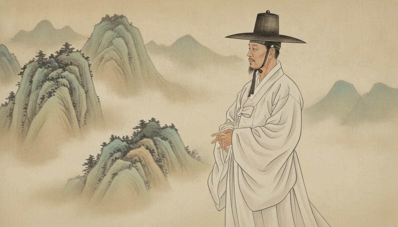 소금 정화 셀프비방 태백산 일출을 배경으로 한 고요한 산사 혹은 신당 전경