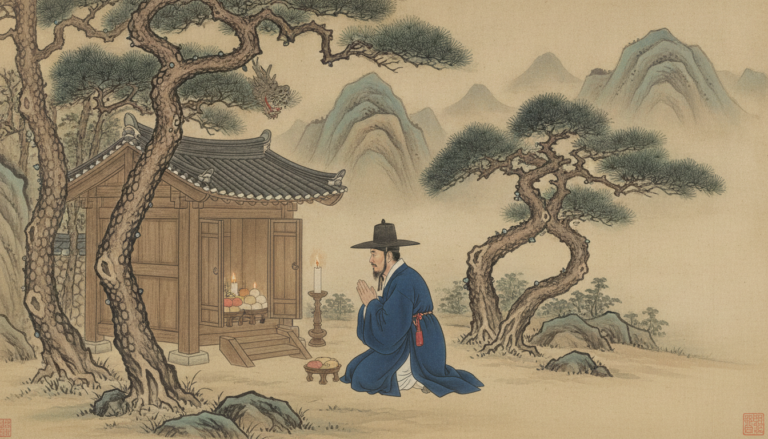 사주 신점 차이 태백산 당골 자락 고요한 숲속에 자리 잡은 금은신당의 전경